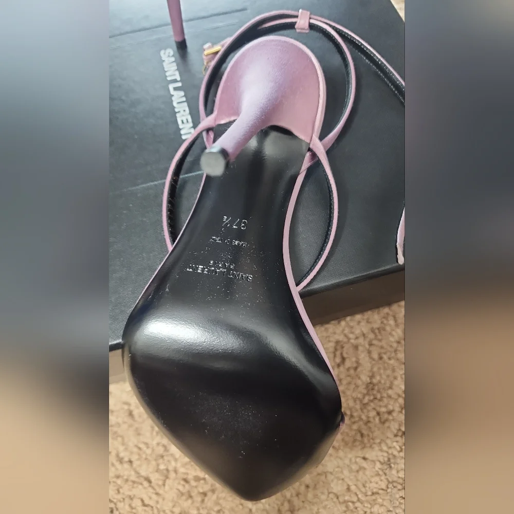 Saint Laurent Women's Pink Strappy Heels - Picture 4 of 7